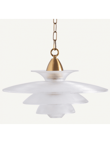 Loftlampe i stål og krystalglas Ø48 cm 1 x E14 - Antik messing/Krystal