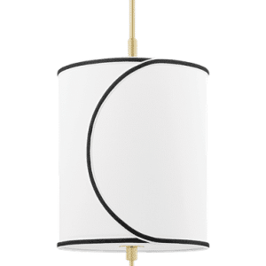 ZARA Loftlampe i stål og linned Ø29,3 cm 1 x E27 - Aldret messing/Hvid/Sort