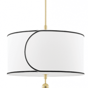 ZARA Loftlampe i stål og linned Ø61 cm 3 x E27 - Aldret messing/Hvid/Sort
