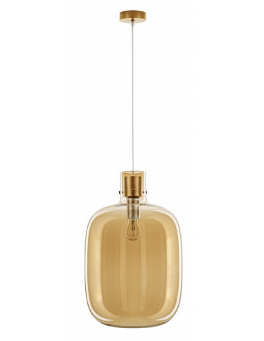 CINZIA Loftlampe i glas og metal Ø30 cm 1 x E27 - Børstet messing/Champagne