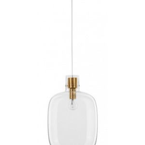 CINZIA Loftlampe i glas og metal Ø30 cm 1 x E27 - Børstet messing/Klar