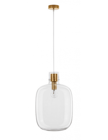 CINZIA Loftlampe i glas og metal Ø30 cm 1 x E27 - Børstet messing/Klar