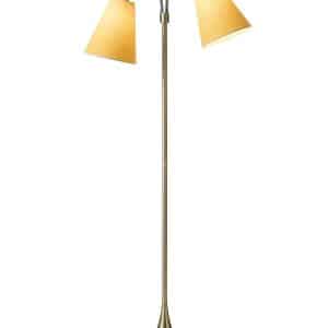 Fodgænger Gulvlampe antik messing m/ananasgule skærme