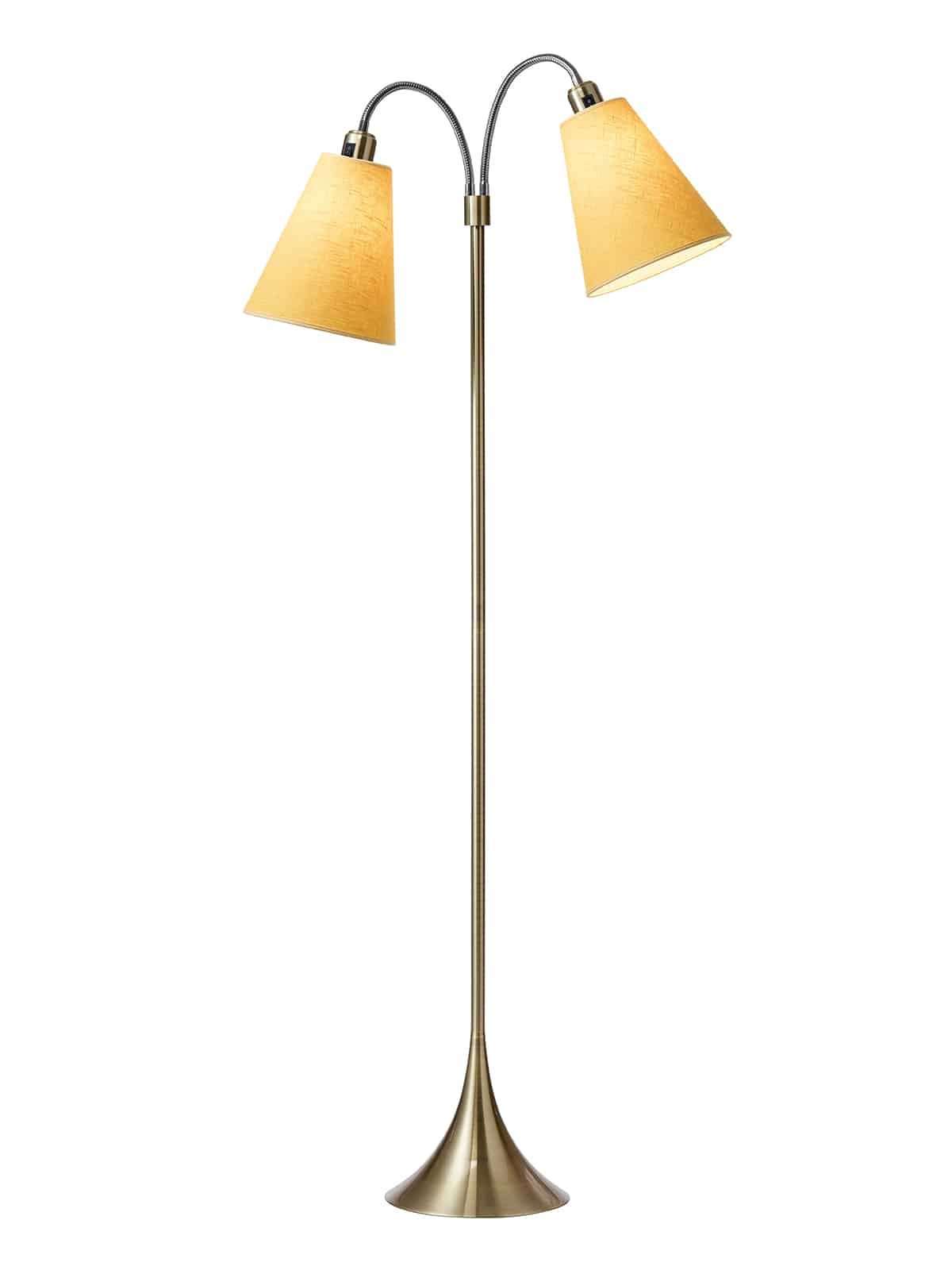 Fodgænger Gulvlampe antik messing m/ananasgule skærme