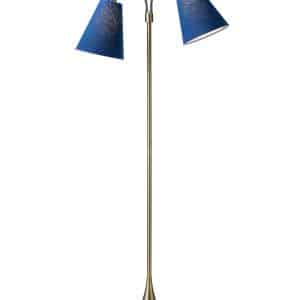 Fodgænger Gulvlampe antik messing m/havblå skærme