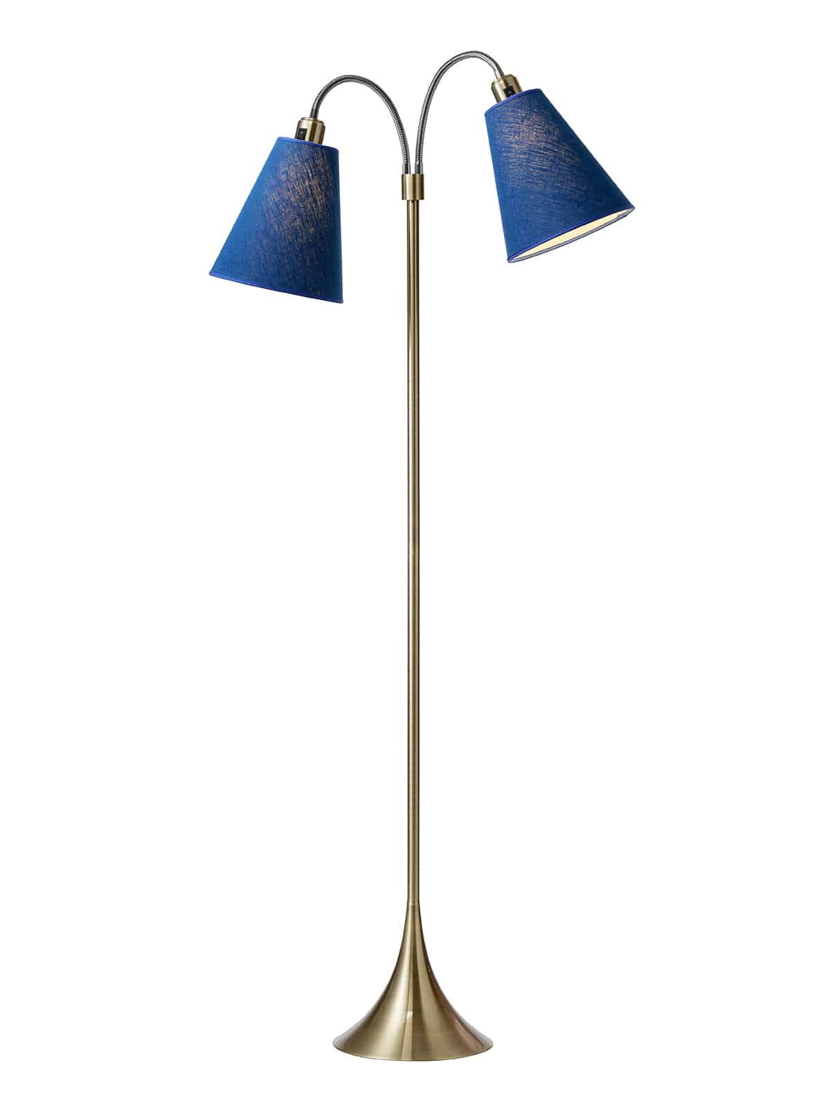 Fodgænger Gulvlampe antik messing m/havblå skærme