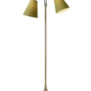 Fodgænger Gulvlampe antik messing m/lys armygrønne skærme