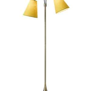 Fodgænger Gulvlampe antik messing m/sennepsgul skærme