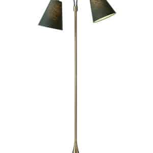 Fodgænger Gulvlampe antik messing m/skovgrønne skærme