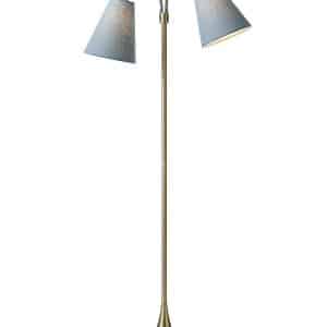 Fodgænger Gulvlampe antik messing m/støvet blå skærme