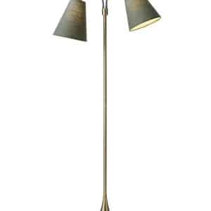 Fodgænger Gulvlampe antik messing m/vintergrønne skærme
