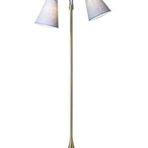 Fodgænger Gulvlampe messing m/blå nistret skærme