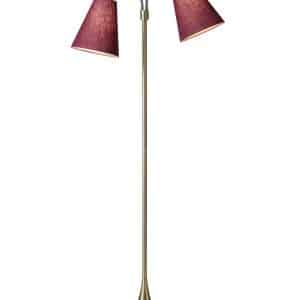 Fodgænger Gulvlampe messing m/blommefarvet skærme