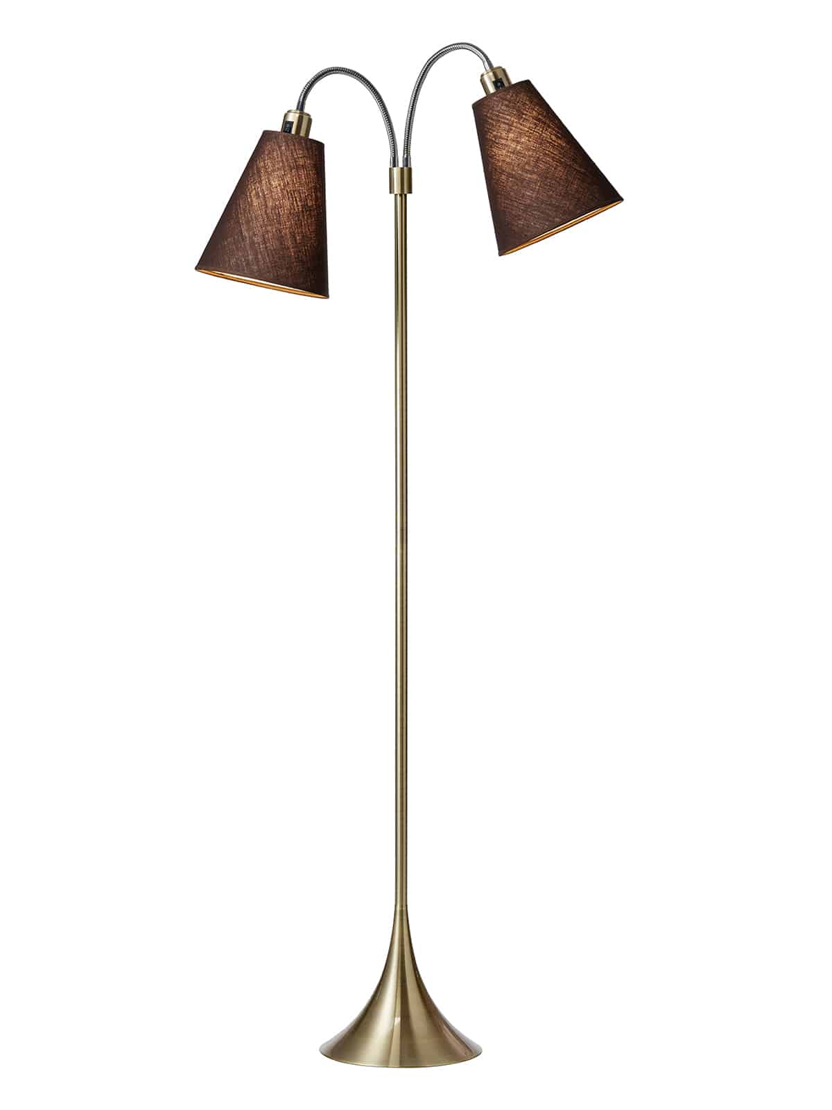 Fodgænger Gulvlampe messing m/brune skærme