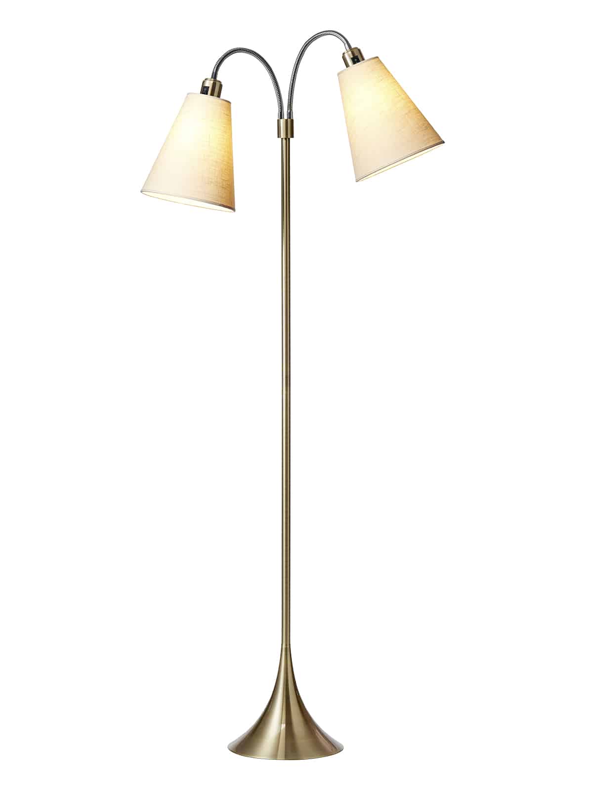 Fodgænger Gulvlampe messing m/creme skærme