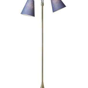 Fodgænger Gulvlampe messing m/dalablå skærme