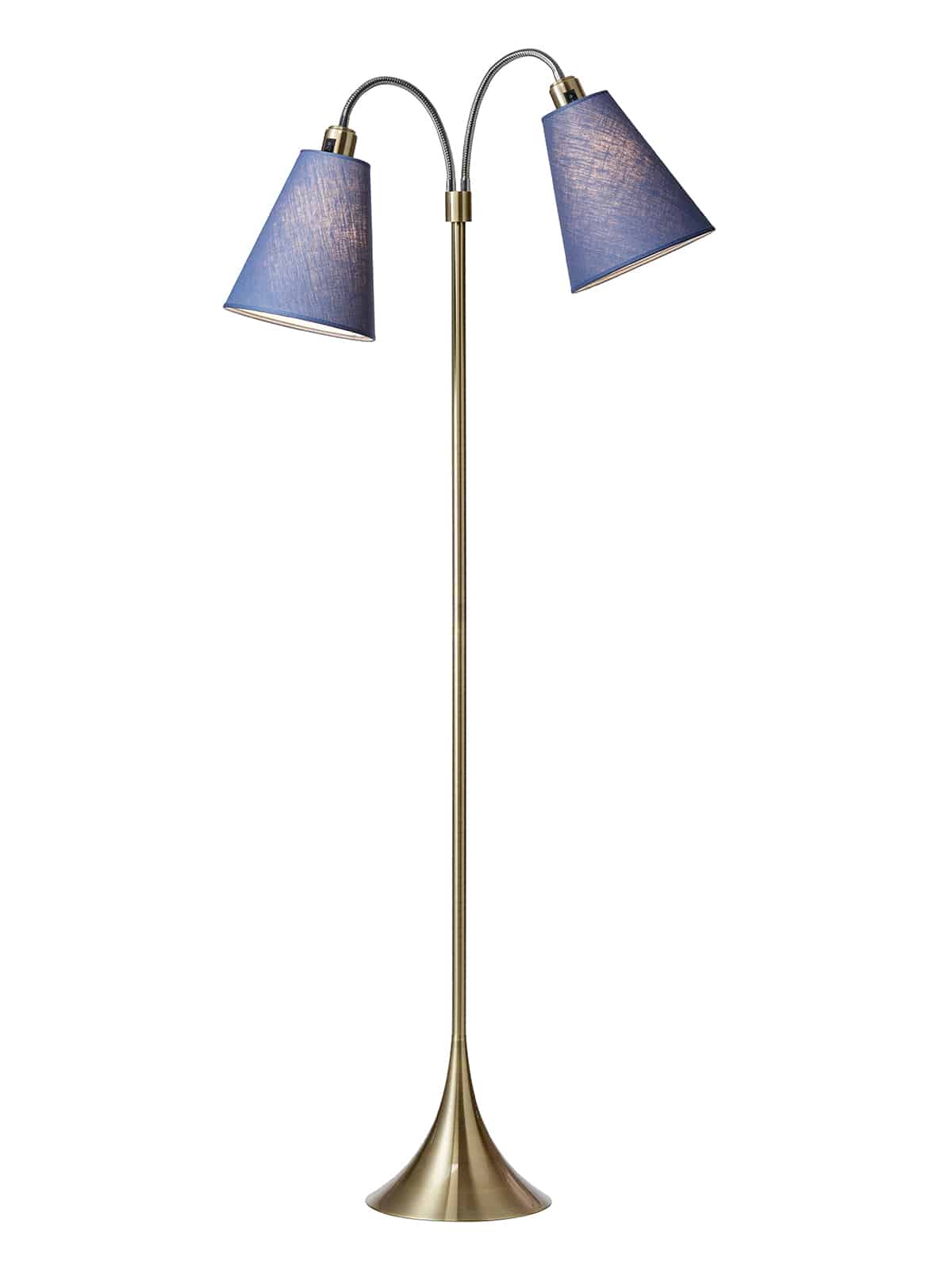 Fodgænger Gulvlampe messing m/dalablå skærme