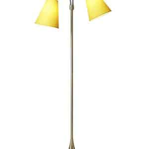Fodgænger Gulvlampe messing m/gule skærme