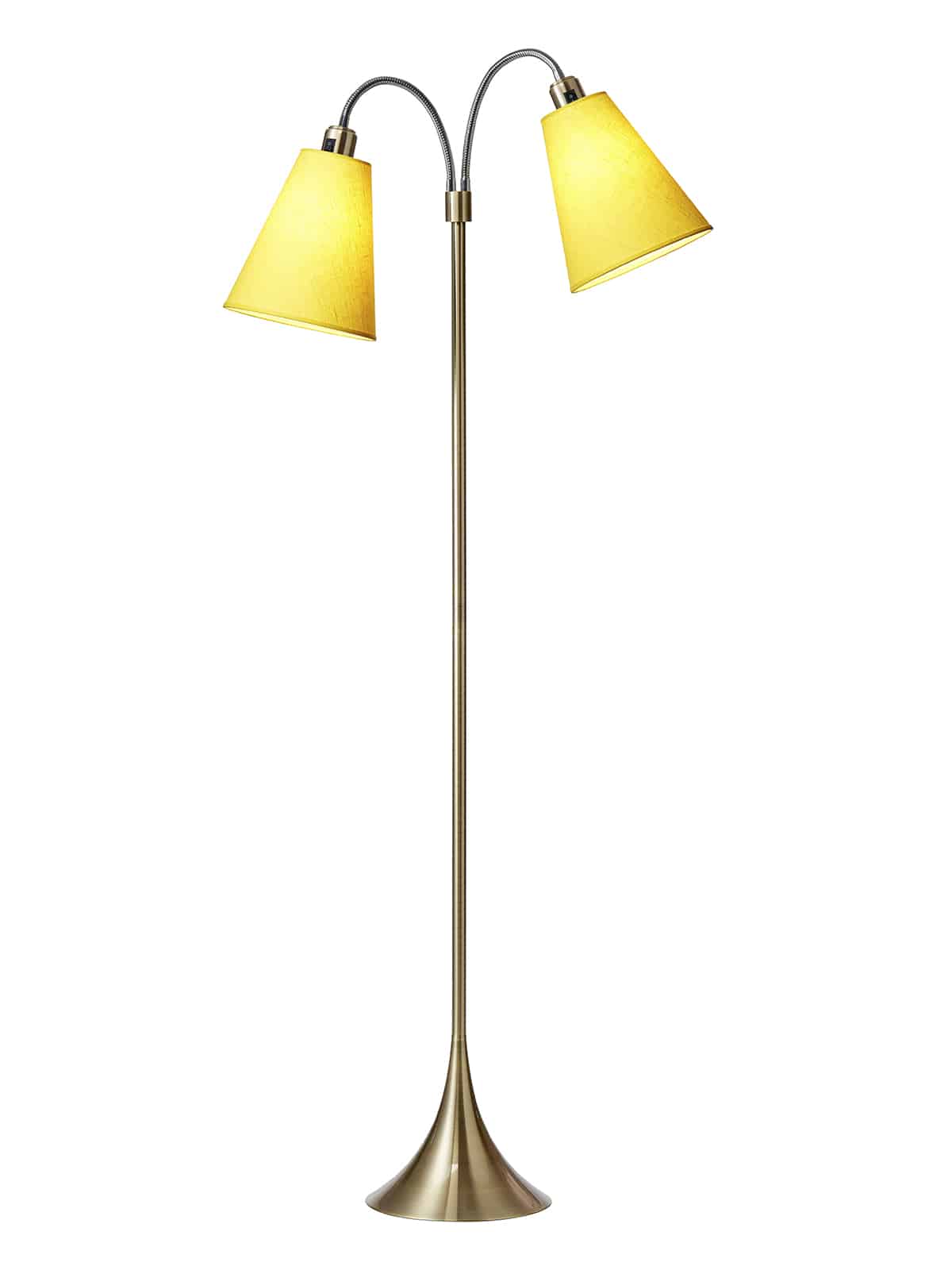 Fodgænger Gulvlampe messing m/gule skærme