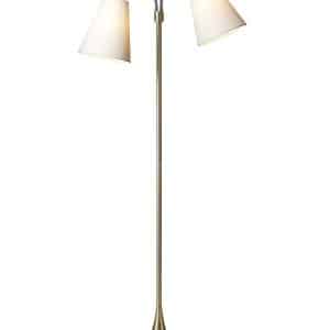 Fodgænger Gulvlampe messing m/hvide skærme