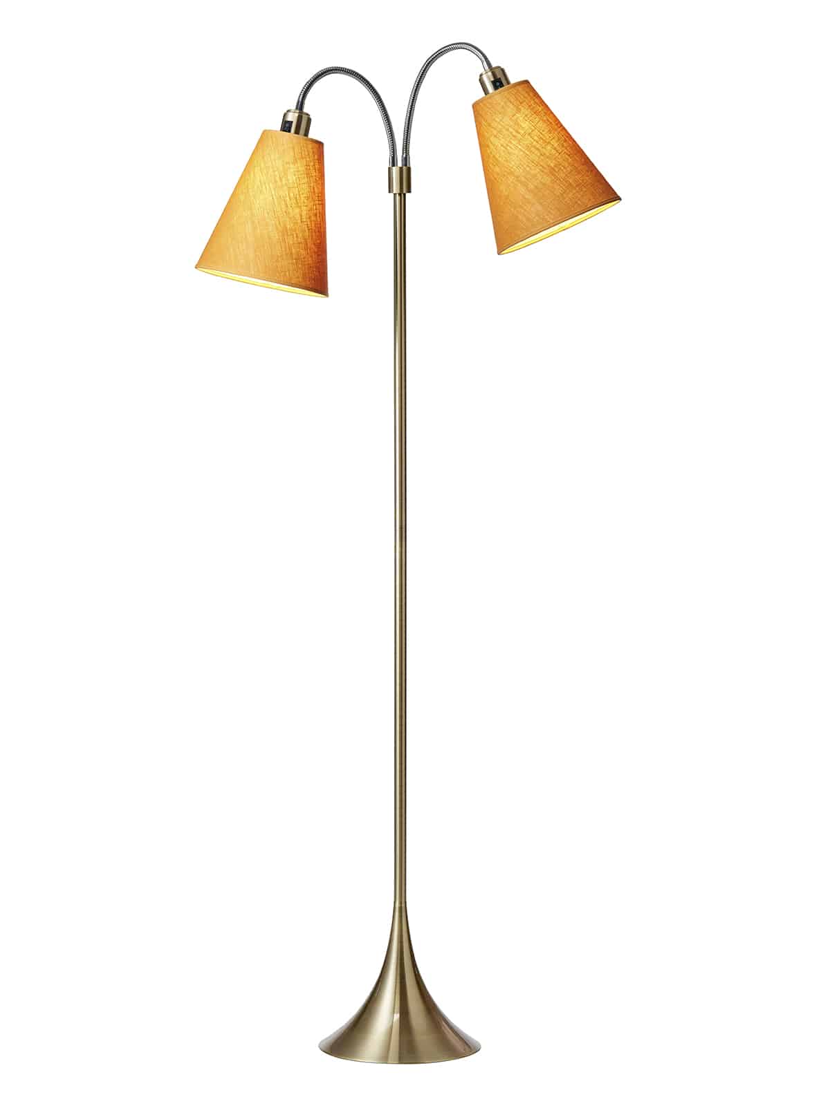 Fodgænger Gulvlampe messing m/karry skærme