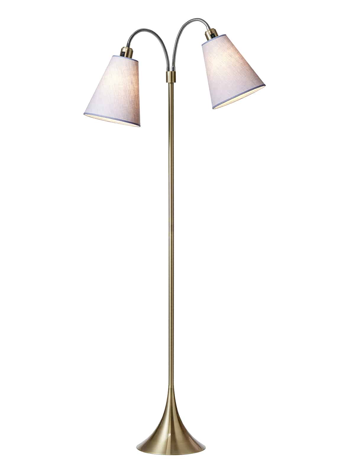 Fodgænger Gulvlampe messing m/lavendel skærme