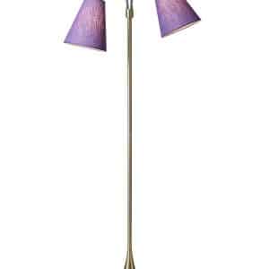 Fodgænger Gulvlampe messing m/lilla skærme