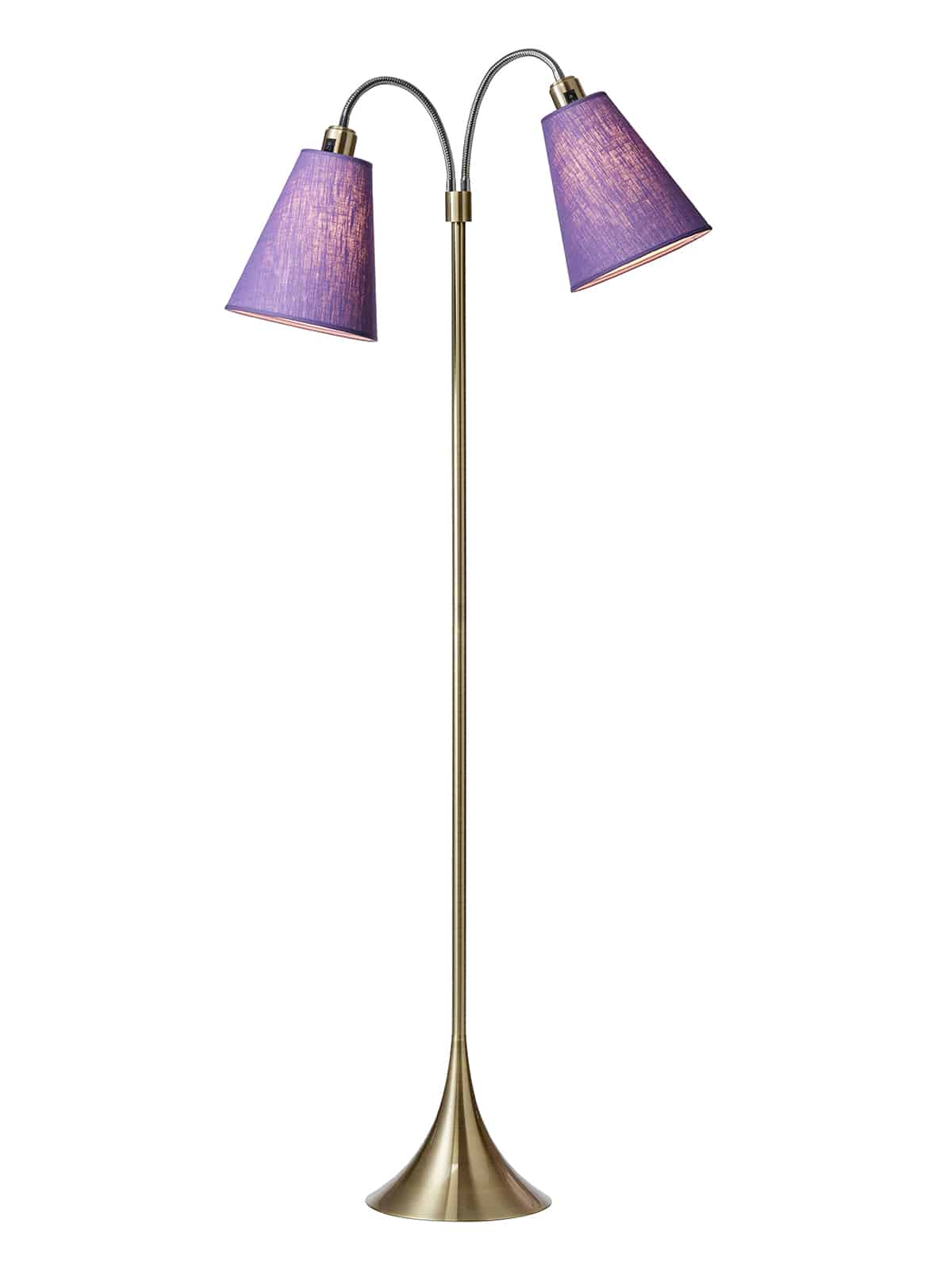 Fodgænger Gulvlampe messing m/lilla skærme