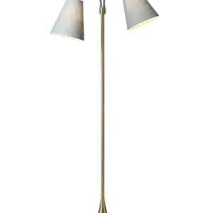 Fodgænger Gulvlampe messing m/lys turkis blå skærme