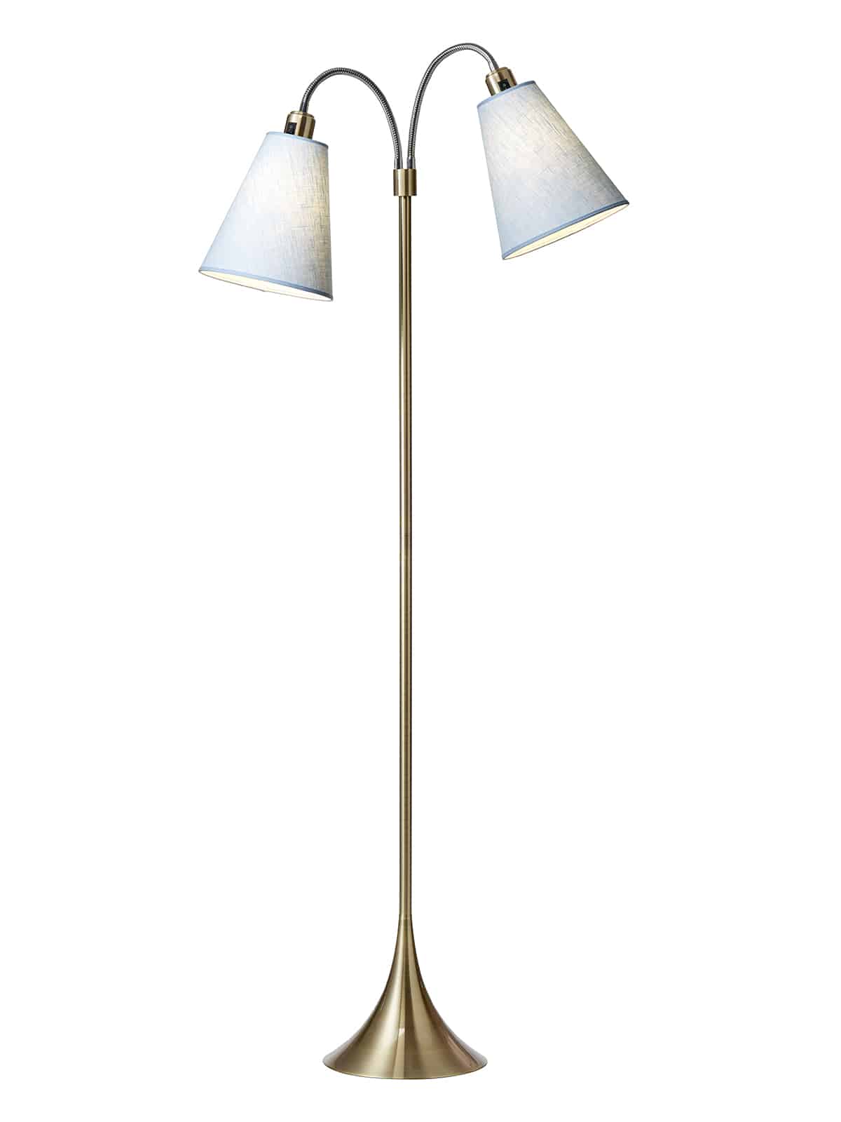 Fodgænger Gulvlampe messing m/lyseblå skærme