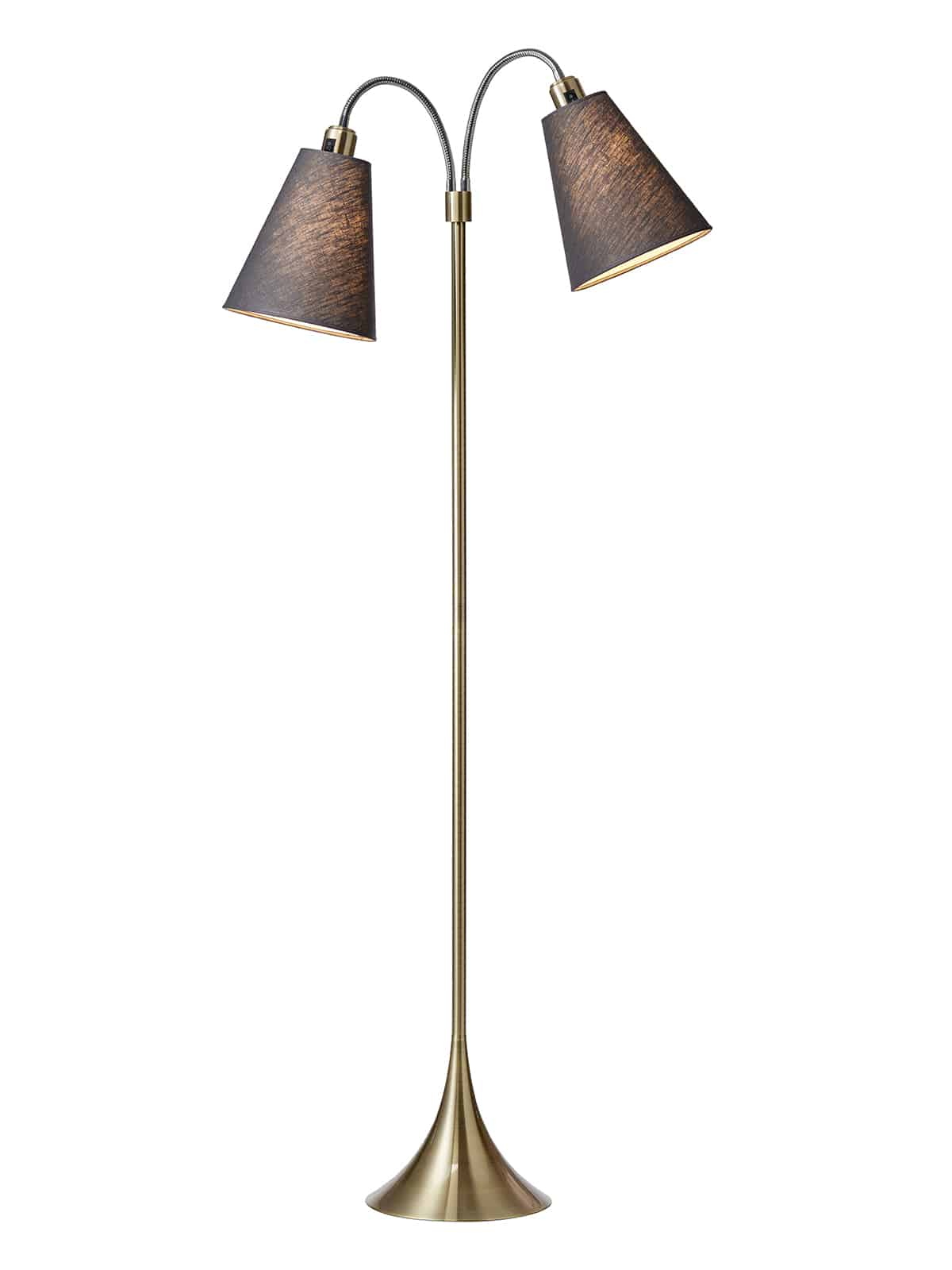 Fodgænger Gulvlampe messing m/mørkemessing skærme