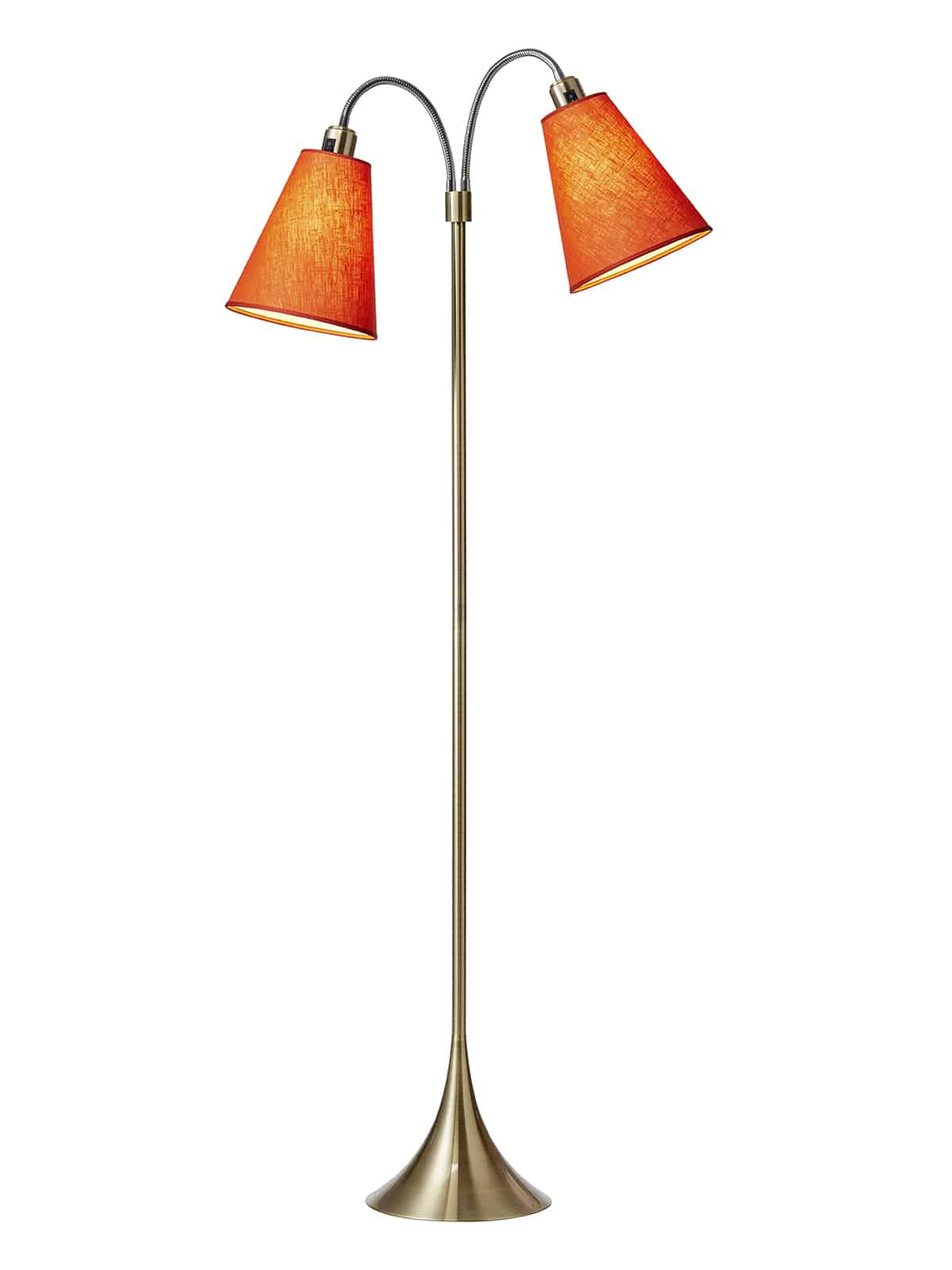 Fodgænger Gulvlampe messing m/orange skærme