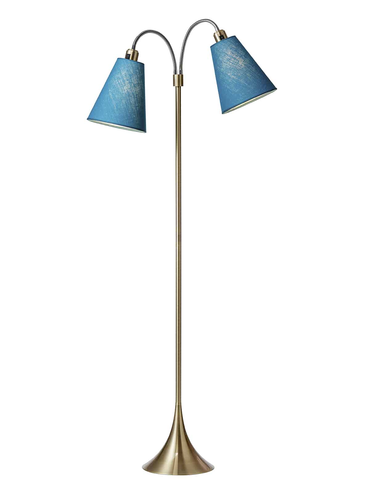 Fodgænger Gulvlampe messing m/petroleum skærme