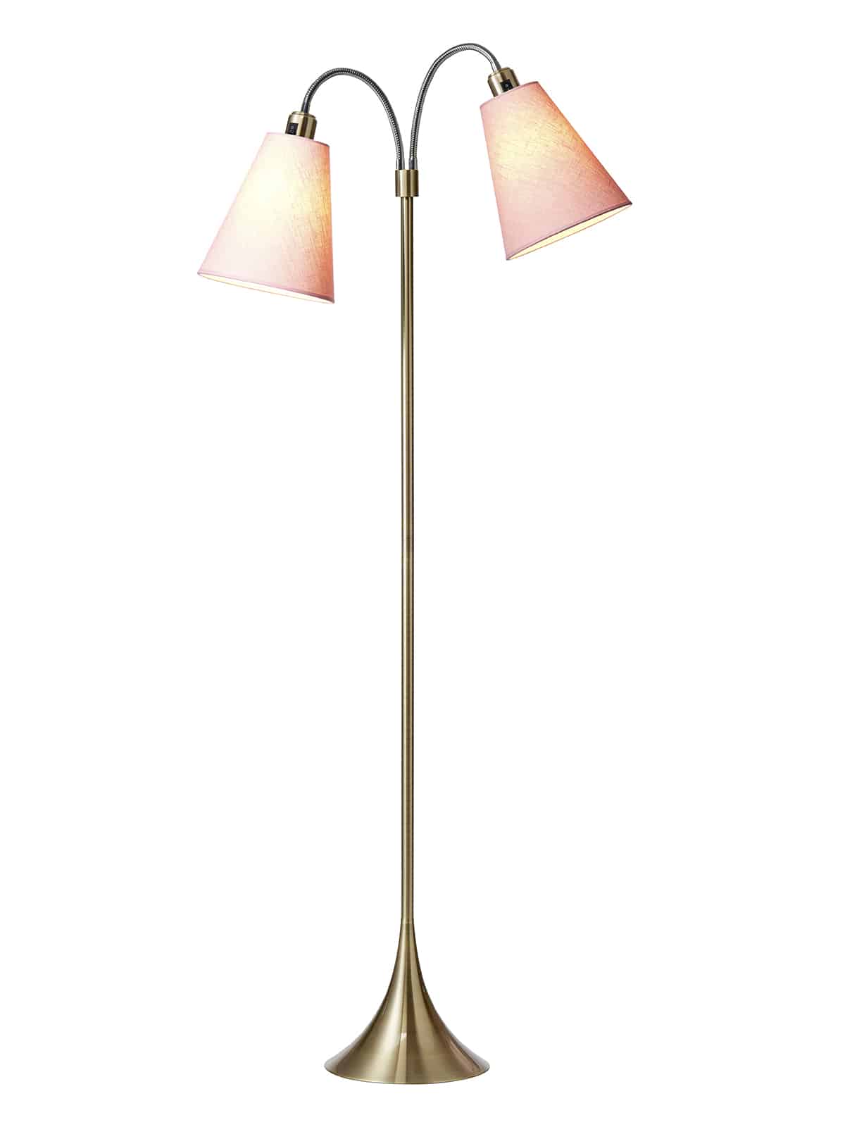 Fodgænger Gulvlampe messing m/pink skærme