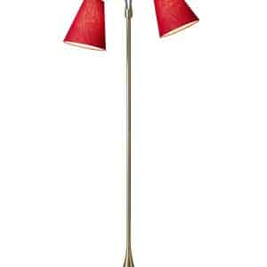 Fodgænger Gulvlampe messing m/røde skærme