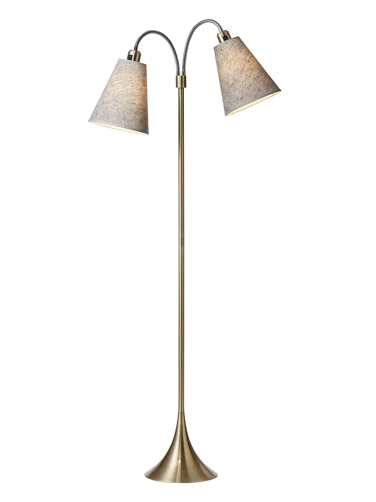 Fodgænger Gulvlampe messing m/sort nistret skærme