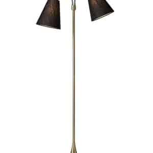 Fodgænger Gulvlampe messing m/sorte skærme