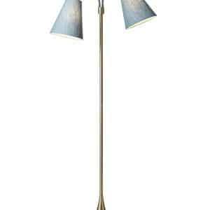 Fodgænger Gulvlampe messing m/turkis blå skærme