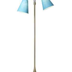 Fodgænger Gulvlampe messing m/turkis skærme