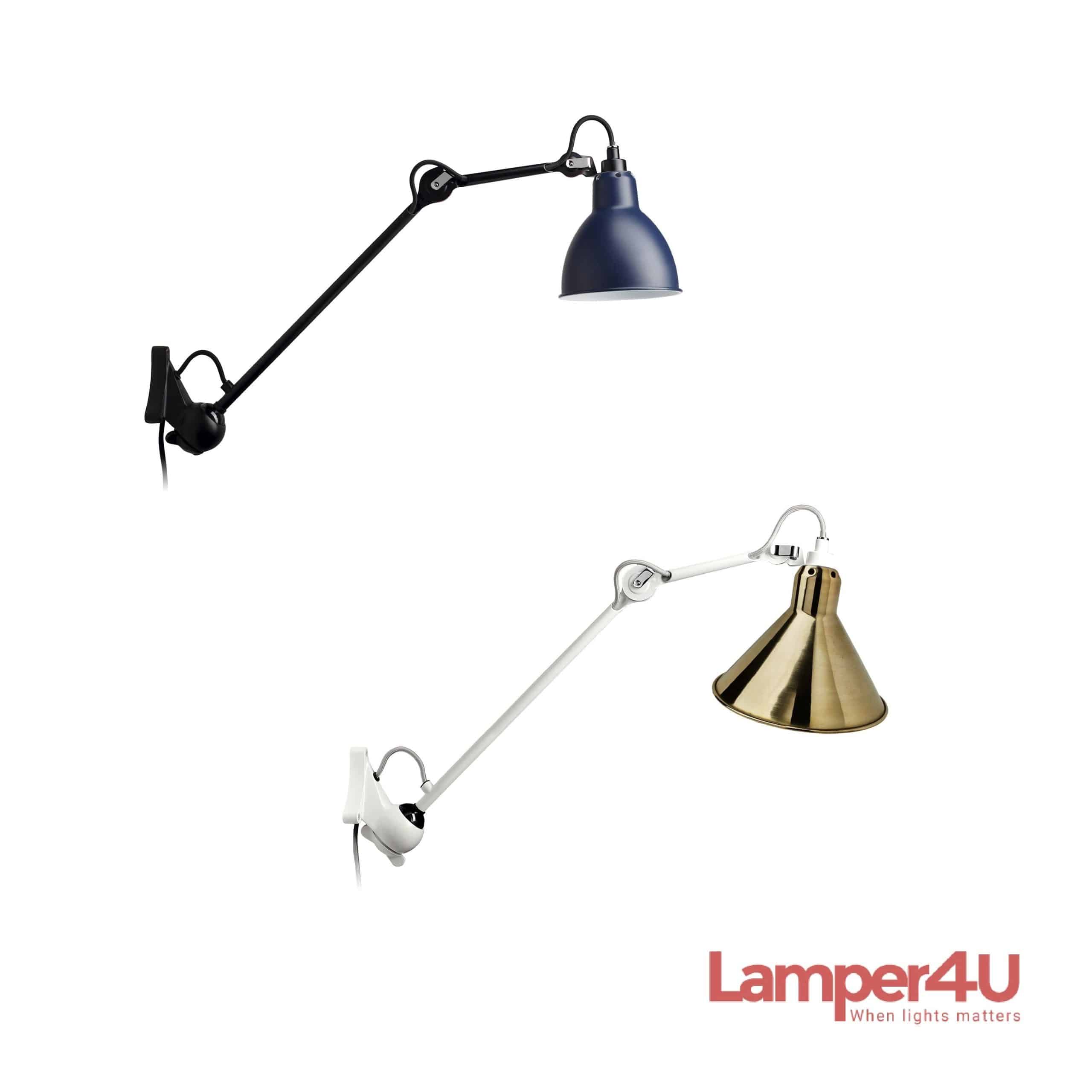 Lampe Gras No. 222 væglampe - Sort/messing / Conisk