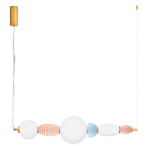 OBRIE Langbordspendel i porcelæn og opalglas B89 cm 28W LED - Messing/Pink/Blå/Orange/Opalhvid