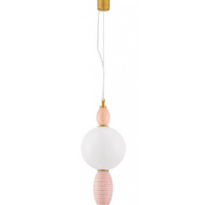 OBRIE Loftlampe i porcelæn og opalglas Ø20 cm 12W LED - Orange/Pink/Messing/Opalhvid