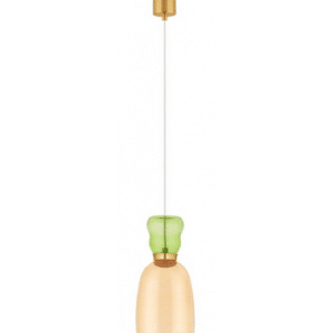 PLUME Loftlampe i glas Ø15 cm 5W LED - Satineret messing/Gul/Lysegrøn