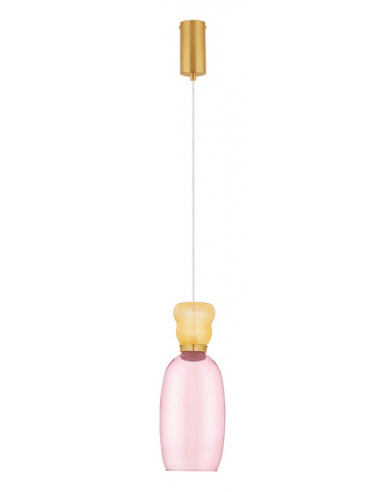 PLUME Loftlampe i glas Ø15 cm 5W LED - Satineret messing/Gul/Pink