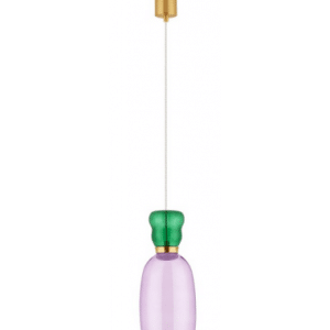 PLUME Loftlampe i glas Ø15 cm 5W LED - Satineret messing/Lilla/Grøn