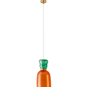 PLUME Loftlampe i glas Ø15 cm 5W LED - Satineret messing/Orange/Grøn