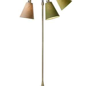 Trafik Gulvlampe antik messing m/ananasgul, mørk armygrøn og lys armygrøn skærme