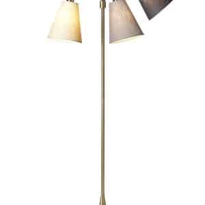 Trafik Gulvlampe antik messing m/creme, lysegrå og mørkegrå skærme