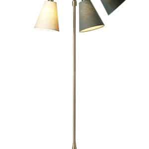 Trafik Gulvlampe antik messing m/creme, vintergrøn og skovgrøn skærme