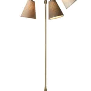Trafik Gulvlampe antik messing m/lys nougat, kakaobrun og sand skærme